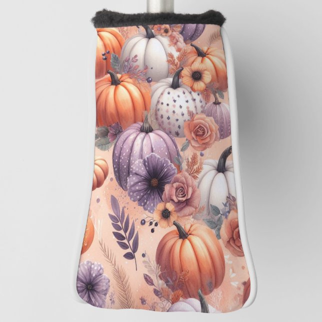 Preppy Pumpkin Pattern Golf Head Cover (Rotate 90)