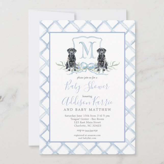 Preppy Puppy Dog Crest Baby Shower Invitation (Front)