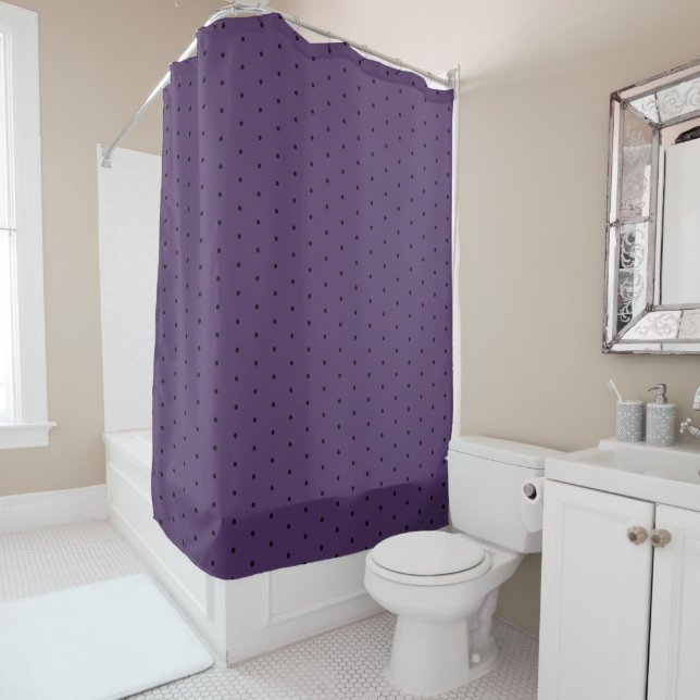  Preppy Purple and Black Tiny Polka Dots Pattern (In Situ)