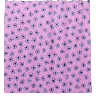 Preppy Purple Blue Hippie Flower Pattern