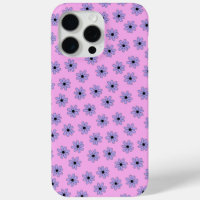 Preppy Purple Blue Hippie Flower Pattern