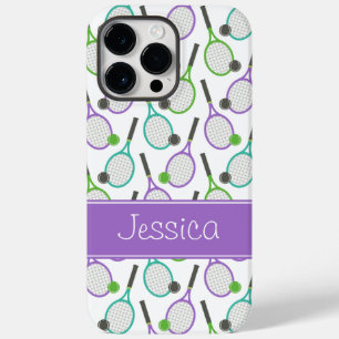 Preppy Purple Green Teal Tennis Personalized Case-Mate iPhone 14 Pro Max Case
