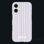 Preppy Purple Stripe Monogram Pretty iPhone 16 Case<br><div class="desc">Preppy Purple Stripe Monogram Initial iPhone 16 Case</div>