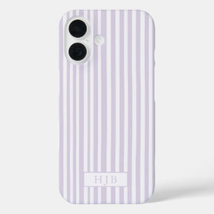 Preppy Purple Stripe Monogram Pretty iPhone 16 iPhone 16 Case