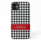 Preppy Red and Black Houndstooth Personalized