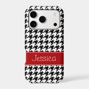Preppy Red and Black Houndstooth Personalized