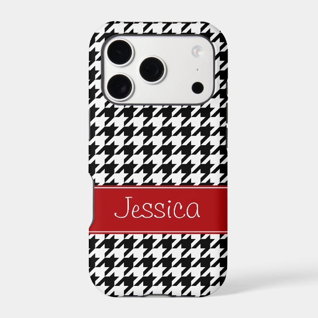 Preppy Red and Black Houndstooth Personalized (Back)