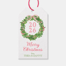 Preppy red and green Christmas wreath 