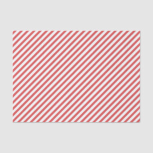 Preppy Red and White Diagonal Striped Tissue paper