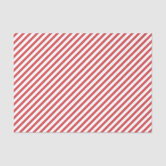 Preppy Red and White Diagonal Striped Tissue paper (Front)