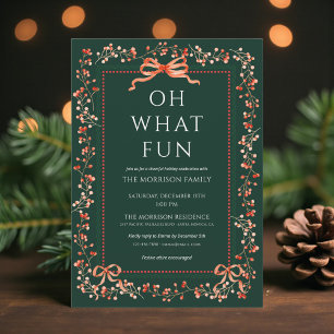 Preppy Red Bow Holiday Christmas Party  Invitation