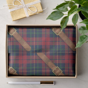 Preppy Red Christmas Plaid With Buckles Tissue Paper
