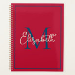 Preppy Red Navy Blue and Cream Monogram Planner<br><div class="desc">This simple and modern calendar planner features a preppy monogram in shades of navy blue and cream on red that you can personalize with your choice of name and initial.</div>