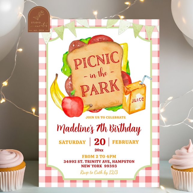 Preppy Red Picnic Birthday Party Invitation (Creator Uploaded)