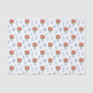 Preppy Red Poinsettia Ginger Jar Christmas Holiday Tissue Paper