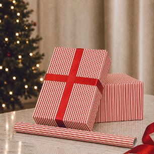 Preppy Red Stripe Holiday Christmas Wrapping Paper