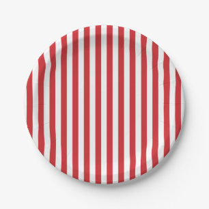 Preppy Red Stripe Pastel Paper Plates