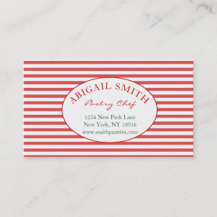 Preppy Red & Stripes Personalized Business Card