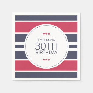 Preppy Red, White & Blue  Birthday Paper Napkins