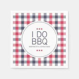 Preppy Red, White & Blue Plaid Wedding Shower Napkin