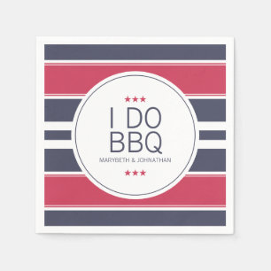 Preppy Red, White & Blue Wedding Shower Napkin