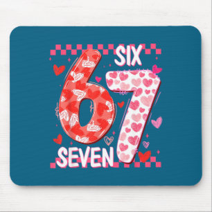 Preppy Retro Coquette Bow 6 7 Six Seven Love Valen Mouse Pad