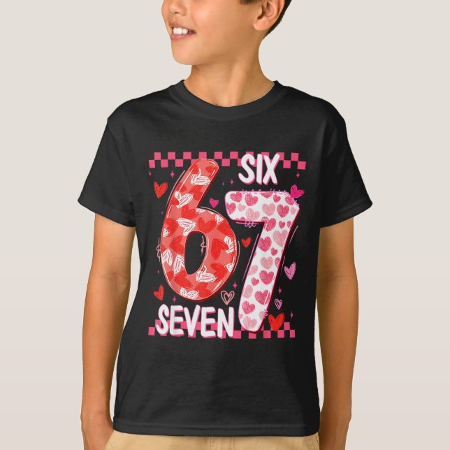 Preppy Retro Coquette Bow 6 7 Six Seven Love Valen T-Shirt (Front)