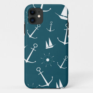 Preppy retro vintage anchors nautical anchor iPhone 11 case