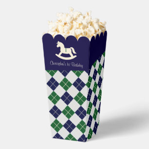 Preppy Rocking Horse Argyle 1st Birthday Favor Box