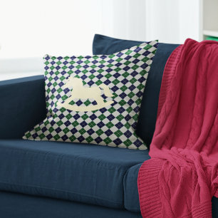 Preppy Rocking Horse Argyle Throw Pillow