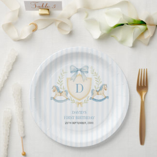 Preppy Rocking Horse First Birthday Paper Plate