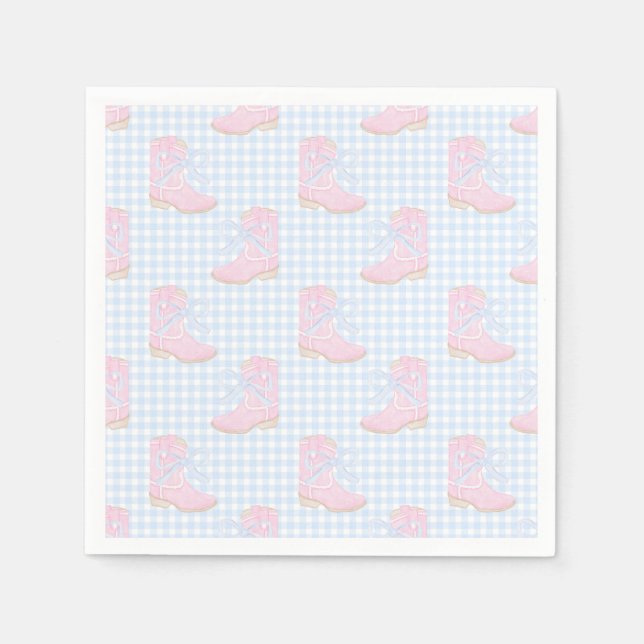 Preppy Rodeo First Birthday Cowgirl Boots Napkin (Front)