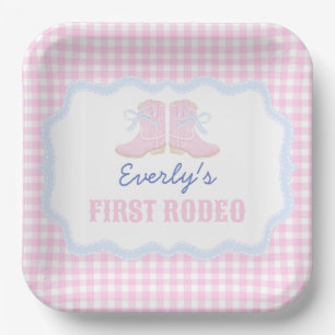 Preppy Rodeo First Birthday Cowgirl Boots Paper Plate