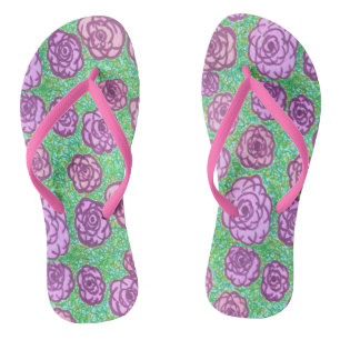 Preppy Rose Garden Floral Print Flip Flops
