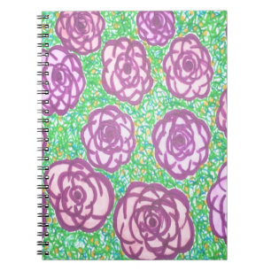 Preppy Rose Garden Floral Print Notebook