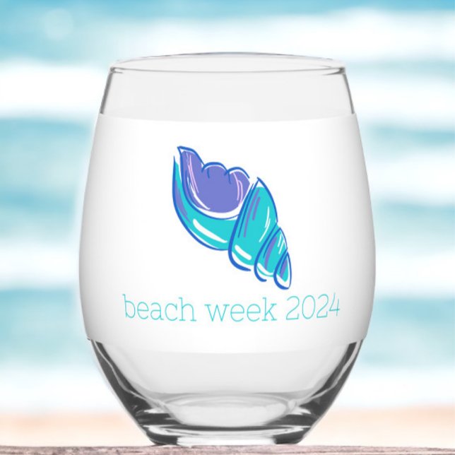 Preppy Sand Dollar Personalized Beach Week  Stemless Wine Glass (Creator Uploaded)