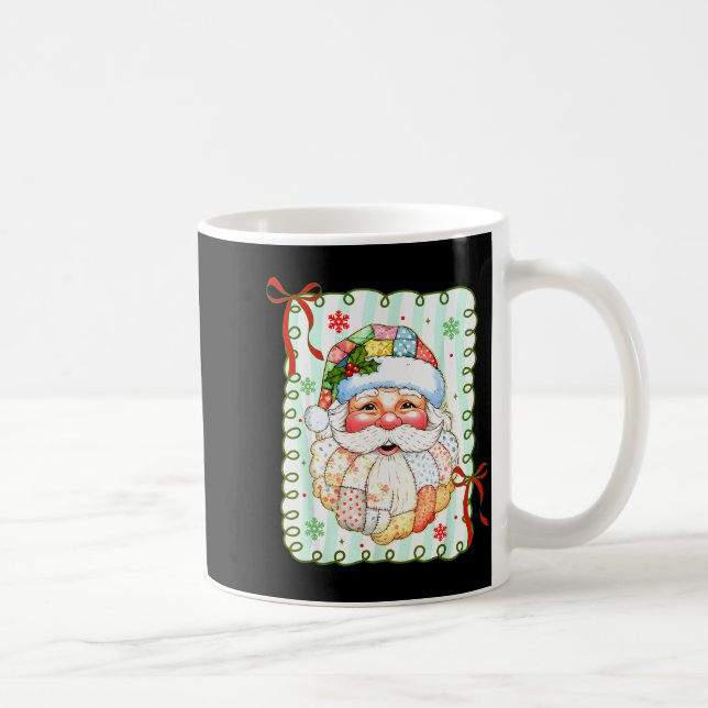 Preppy Santa Claus Christmas Patchwork Santa Xmas  Coffee Mug (Right)