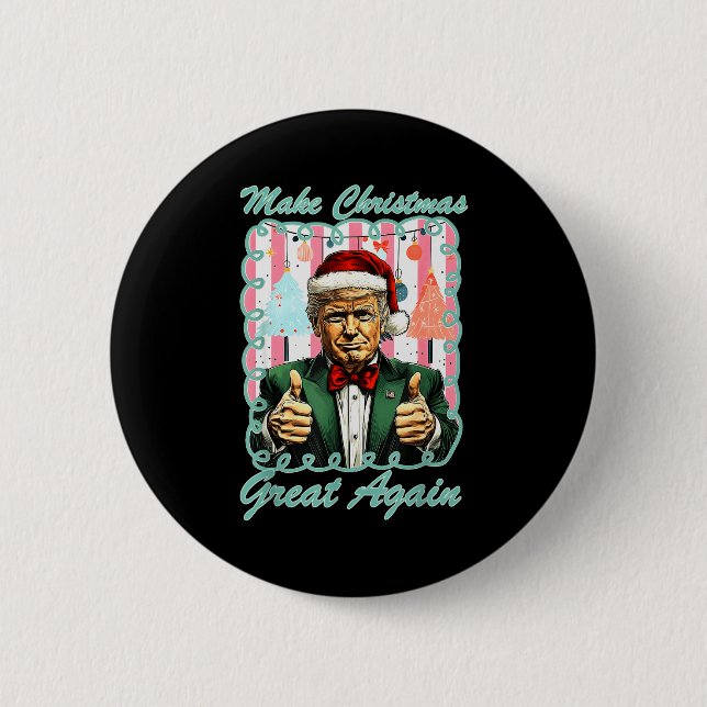 Preppy Santa Trump 2025 Men Xmas Make Christmas Gr 2 Inch Round Button (Front)