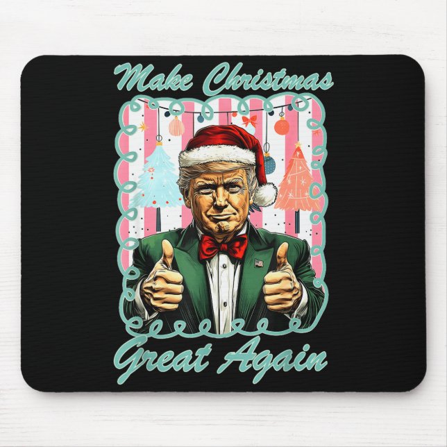 Preppy Santa Trump 2025 Men Xmas Make Christmas Gr Mouse Pad (Front)
