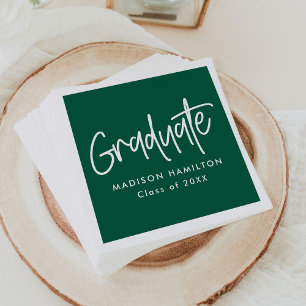 Preppy Script Green Graduation Napkin