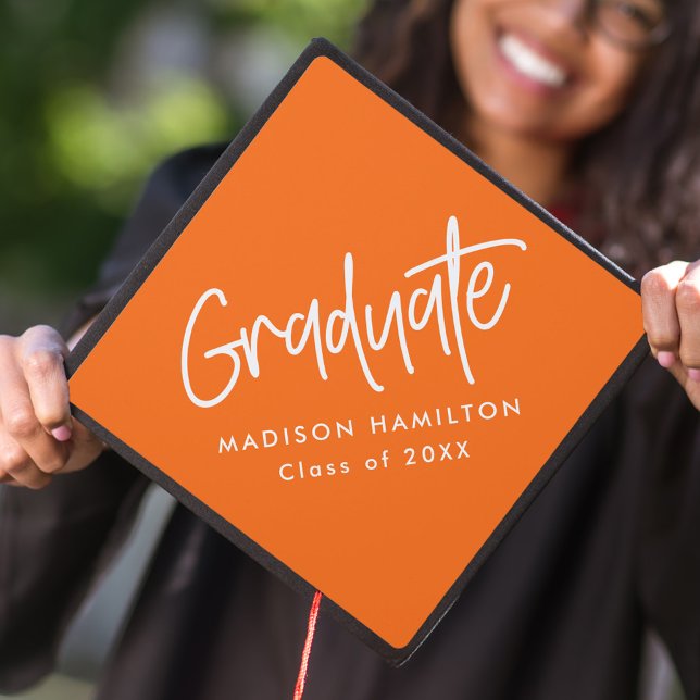 Preppy Script Orange Graduation Cap Topper (Creator Uploaded)