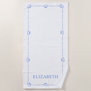 Preppy Seashell Personalized Coastal Modern Cool Beach Towel