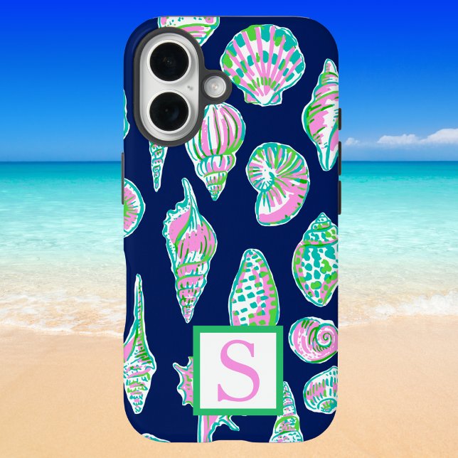 Preppy Seashells Navy Monogram  Case-Mate iPhone Case (Creator Uploaded)