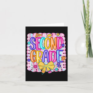 Preppy Second 2nd Grade Back To School Coquette Bo Card