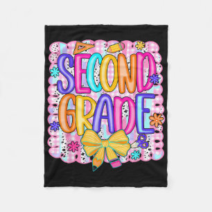 Preppy Second 2nd Grade Back To School Coquette Bo Fleece Blanket