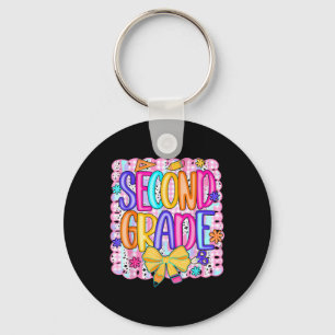 Preppy Second 2nd Grade Back To School Coquette Bo Keychain