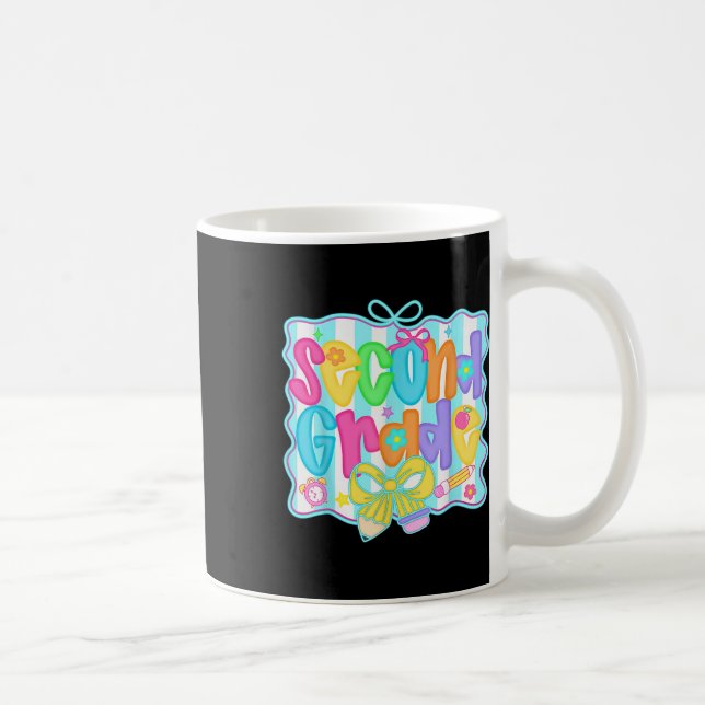 Preppy Second 2nd Grade Teacher Team Bow Back To S Coffee Mug (Right)