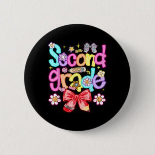 Preppy Second Grade Back To School 2nd Grade Girl 2 Inch Round Button
