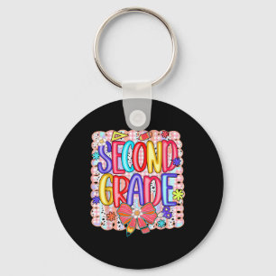 Preppy Second Grade Back To School 2nd Grade Girl  Keychain