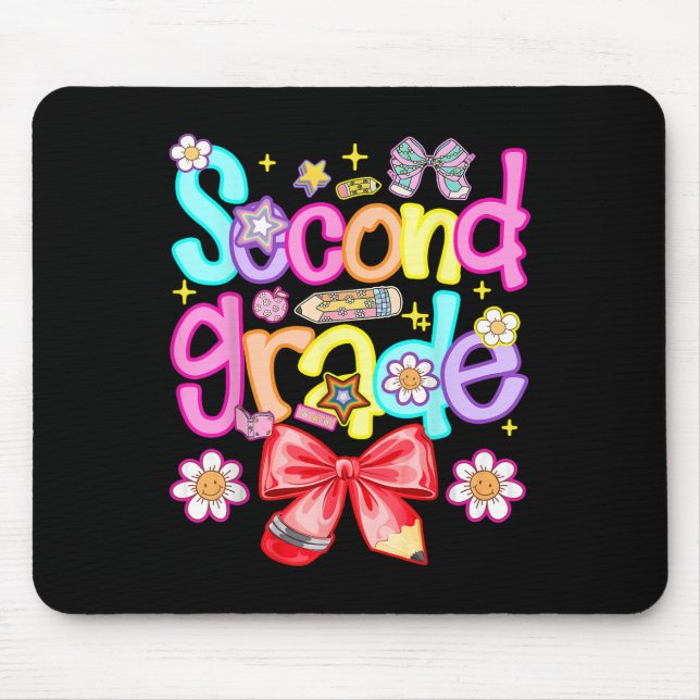Preppy Second Grade Back To School 2nd Grade Girl  Mouse Pad (Front)